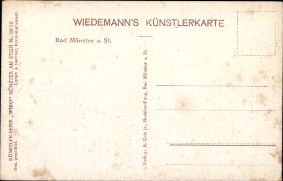Artist Postcard Bad Münster am Stein, view from the Ebernburg