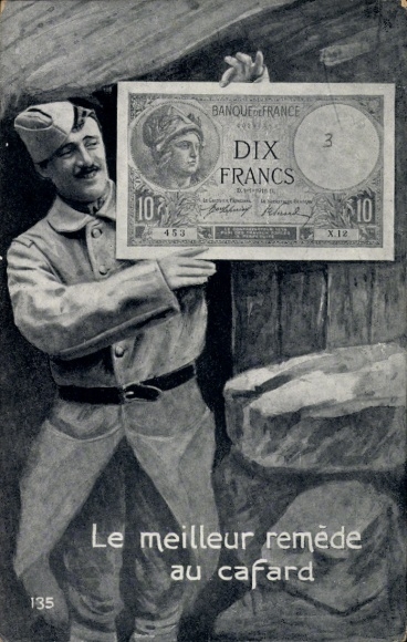 CPA Le meilleur remède au cafard, soldaat, 10 frank
