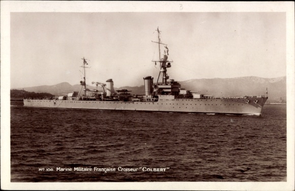 Ak Französisches Kriegsschiff, Colbert, Croiseur, Marine Militaire Francaise