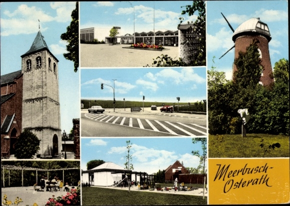 PC Osterath Meerbusch on the Lower Rhine, windmill, church, town views