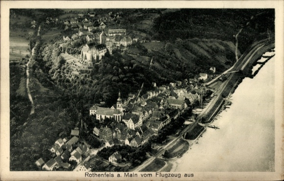 Postcard Rothenfels am Main Lower Franconia, aerial photograph