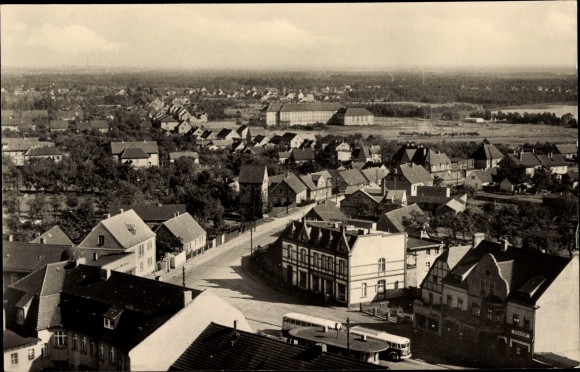 PC Lauchhammer in Lower Lusatia, bird&#39;s eye view of the place, bus, consumption