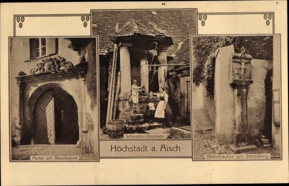 PC Höchstadt an der Aisch, Schwedenbrunnen, wayside shrine on the Schlossberg, district office