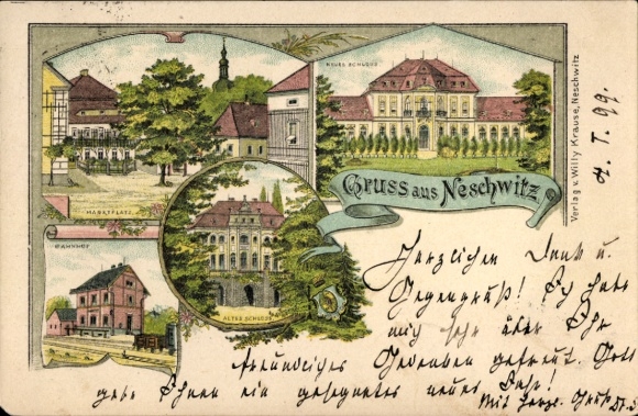 Ak Neschwitz in Sachsen, Verschiedene Ansichten, Gruss aus  alte Architektur