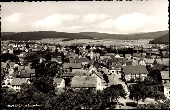 Postcard Medebach in the Sauerland, view over the town