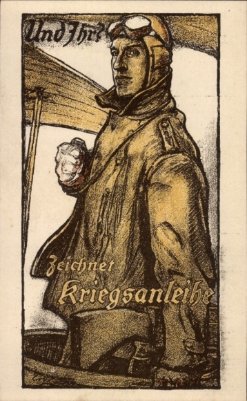Artist Postcard Erler, And you?, Subscribes to war bonds, fighter pilot