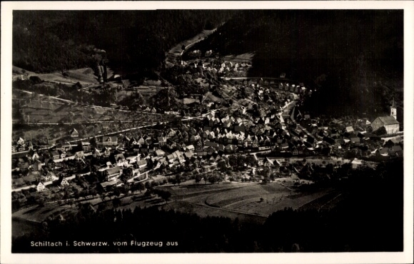 Postcard Schiltach in the Black Forest, aerial photograph