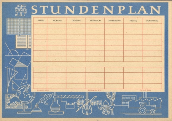 Hermes insurance timetable around 1960