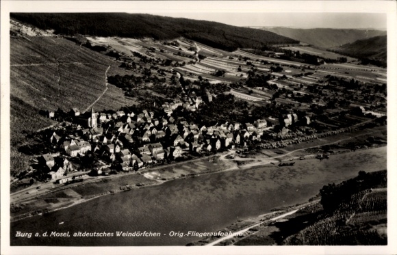 Ak Burg an der Mosel, Fliegeraufnahme
