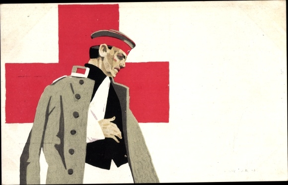 Artist PC Hohlwein, Ludwig, Red Cross, Kingdom of Bavaria, wounded soldier