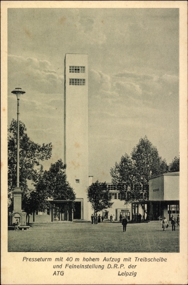Postcard Dresden, speaking press tower of the annual review of German work 1927