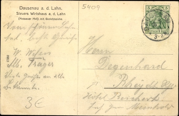KP Dausenau an der Lahn, Steuers Wirtshaus, stary dom wiejski, na Lahn znajduje się zajazd...