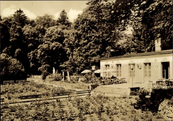 Postcard Putbus on the island of Rügen, rose garden, building, garden furniture, summer, nature