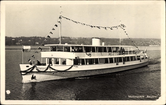 Postcard Motorschiff Bavaria on Lake Starnberg
