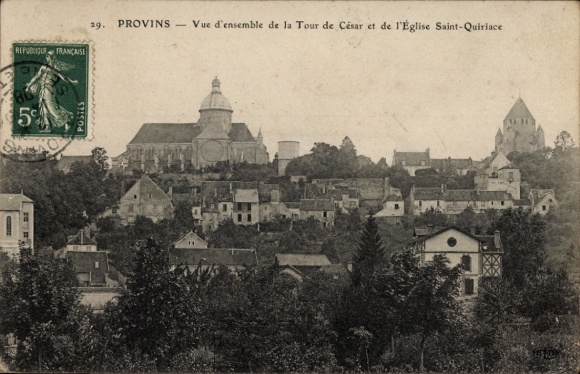 Ak Provins Seine et Marne, Historische Stadtansicht, Tour de César, Eglise Saint-Quiriace, Frankr