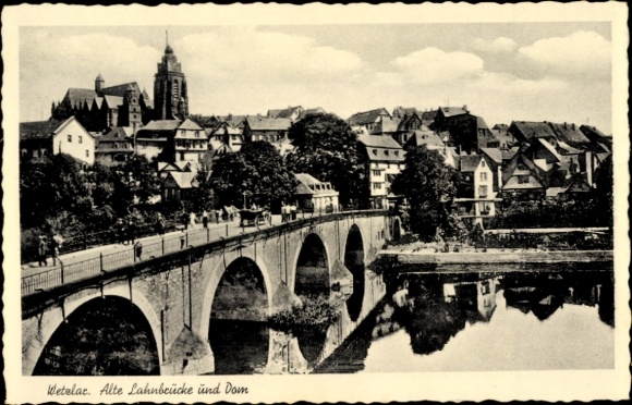 Postcard Wetzlar on the Lahn, Old Lahn Bridge, Cathedral, City View,