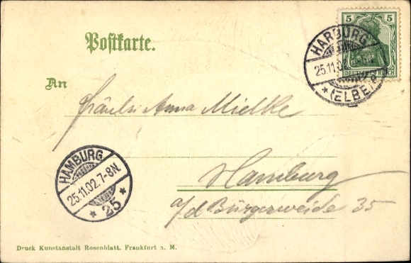 Embossed Flounder Chromo-Litho Hamburg Harburg, Neue Elbbrücke