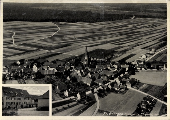 Ak St. Georgen Breisgau, Fliegerbild, Gasthof zur Linde