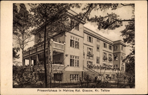 Postcard Mahlow Teltow Fläming, Priessnitzhaus, Glasow colony, hospital for the internally ill