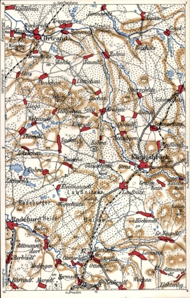 Maps Postcard Königsbrück in Upper Lusatia, Krakow Saxony, Laußnitz, Höckendorf, Radeburg