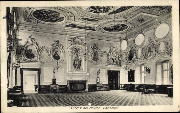 Postcard Höxter in North Rhine Westphalia, Kaisersaal in Corvey Castle