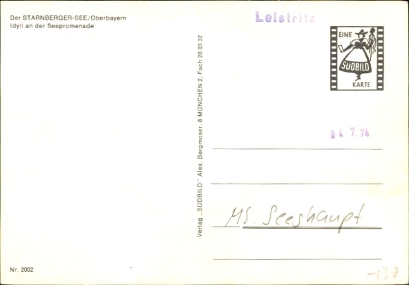 Postcard Starnberger See, MS Seehaupt
