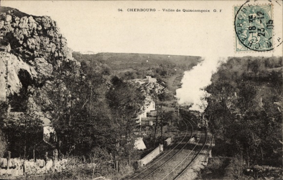 Ak Cherbourg Cherbourg-en-Cotentin Manche, Französische Eisenbahn, Dampflok