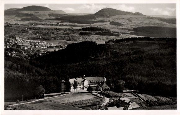 Postcard Schwäbisch Gmünd in Württemberg, landscape view, Schönblick recreation center, hills and forests