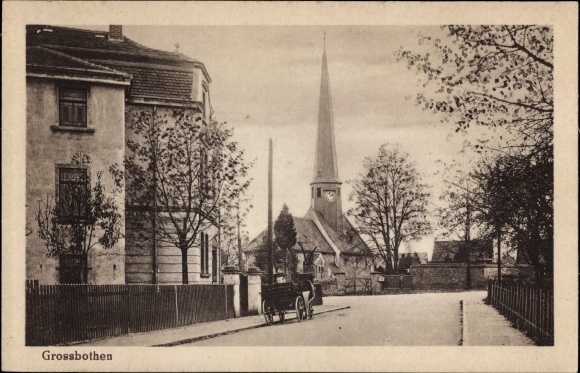 Ansichtkaart Großbothen Grimma in Sachsen, straatdeel, kerk