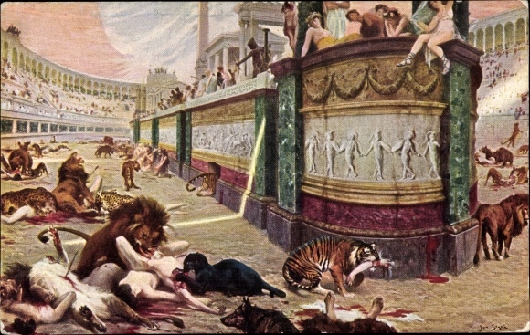 Artist PC Styka, Jan, The Bloody Arena, Nero, lions, tigers, big cats tear people apart
