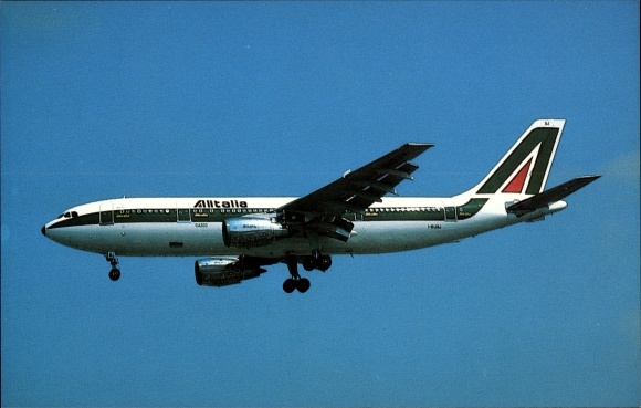 Postcard Italian Passenger Aircraft, Alitalia, Airbus A300B4-203, I-BUSJ