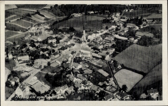Postcard Freyung in the Bavarian Forest, aerial photograph
