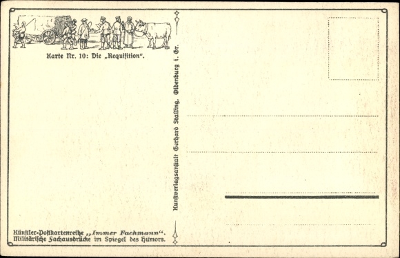 Artist Postcard The Requisition, soldiers with women in front of the tavern, kiss, always professional, I. WK