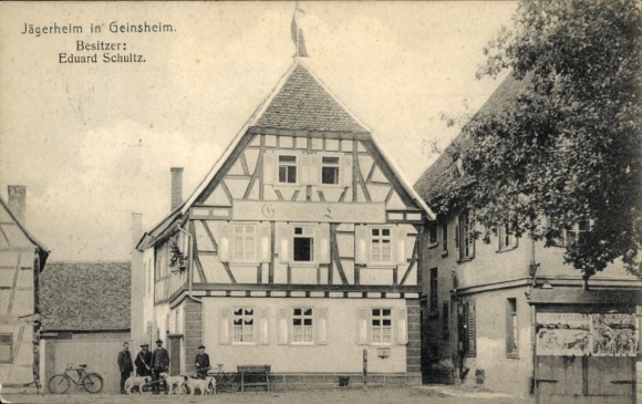 Postcard Geinsheim Trebur am Rhein Hessen, Gasthaus zum Löwen, Jägerheim