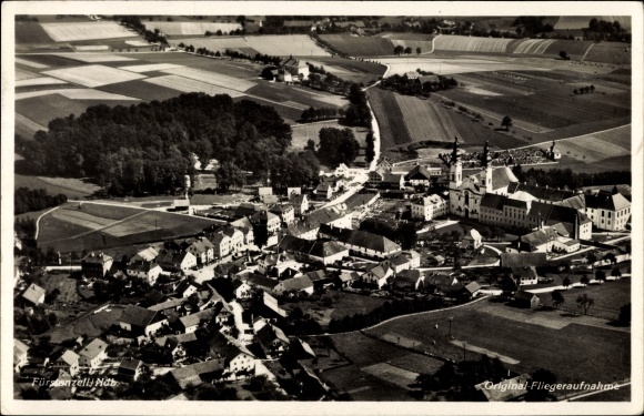 Ansichtkaart Fürstenzell in het district Passau in Neder-Beieren, kloosterkerk, luchtfoto