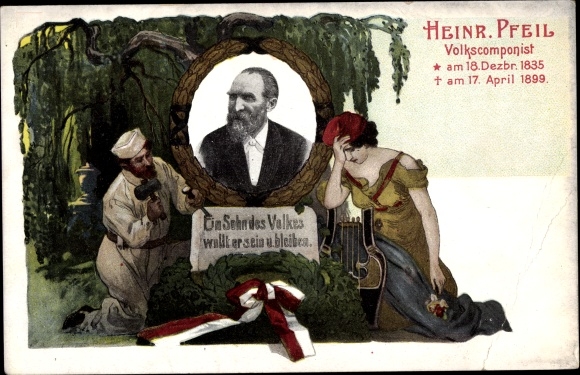 Artist PC Heinrich Pfeil, folk composer, portrait, sculptor