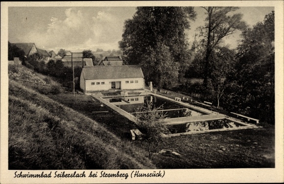 Postcard Stromberg im Hunsrück, swimming pool Seibersbach, swimming pool, outdoor pool