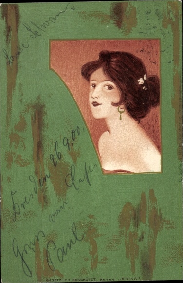 Art Nouveau-kunstenaar litho Kirchner, Raphael, Vrouwenportret