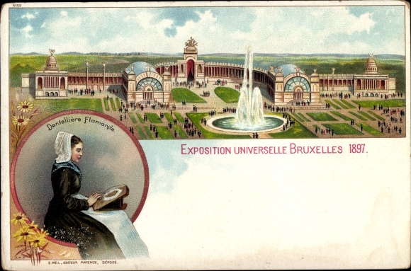 Chromo-Litho Brussels, Universal Exhibition 1897, exhibition center, Dentelliere Flamande