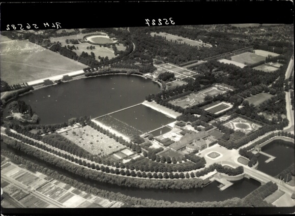 Photo Hamburg Nord Winterhude, city park, aerial photograph