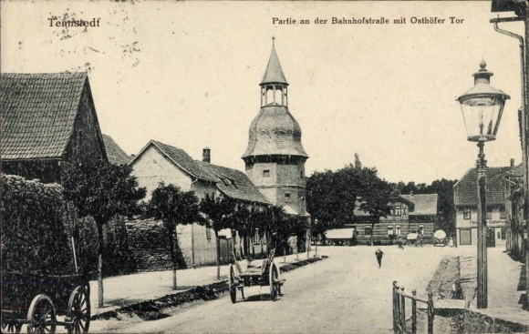 Postcard Bad Tennstedt in Thuringia, section on Bahnhofstraße with Osthöfer Gate