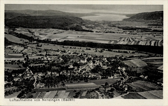 Ak Orsingen Nenzingen Baden Württemberg, luchtfoto, merenlandschap, velden en dorpen