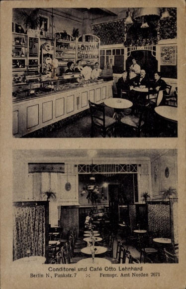 Ak Berlin Wedding Gesundbrunnen, Konditorei und Café Otto Lehnhard, Pankstraße 7