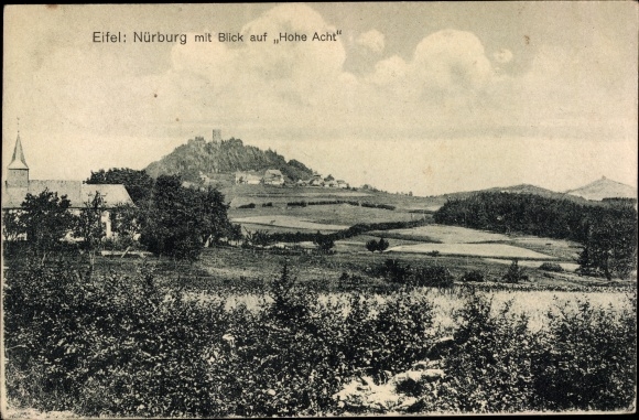Postcard Nürburg in the Eifel, place with high eight, inn for Nürburg