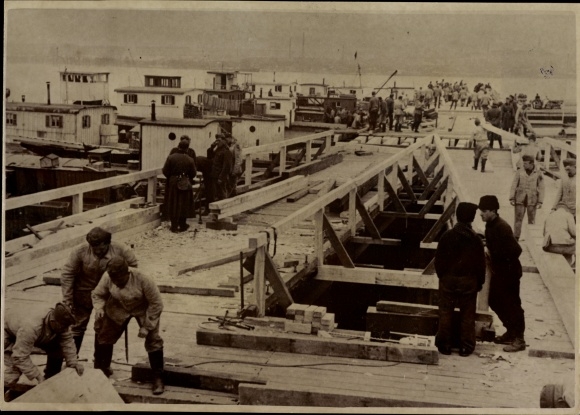 Foto Deutsche Wehrmacht, Brückenbau über die Donau, Bereit zum Einmarsch in Bulgarien, 1941