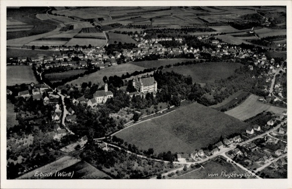 Postcard Erbach an der Donau Württemberg, aerial photograph