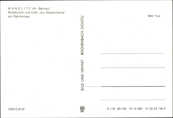 Postcard Wandlitz in Brandenburg, Restaurant and Cafe Zur Waldschänke