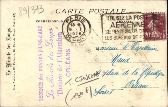 Song Postcard Film Scene Le Miracle des Loups, Woman, Wolves