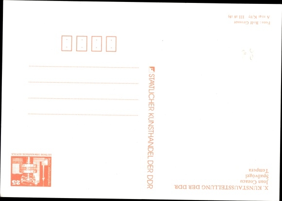 Postwaardestukken kunstenaarskaart Cozacu, Joan, jokers, X kunsttentoonstelling van de DDR in 1987, ooievaars