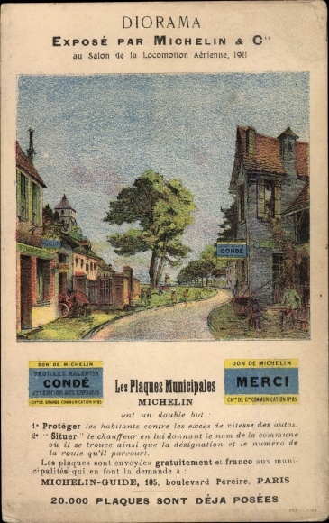 Postcard Diorama Expose par Michelin &amp; Co. aus Salon de la Locomotion Aerienne 1911, Reklame